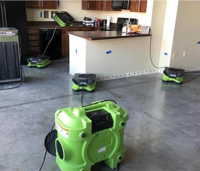 Air movers placed on kitchen area